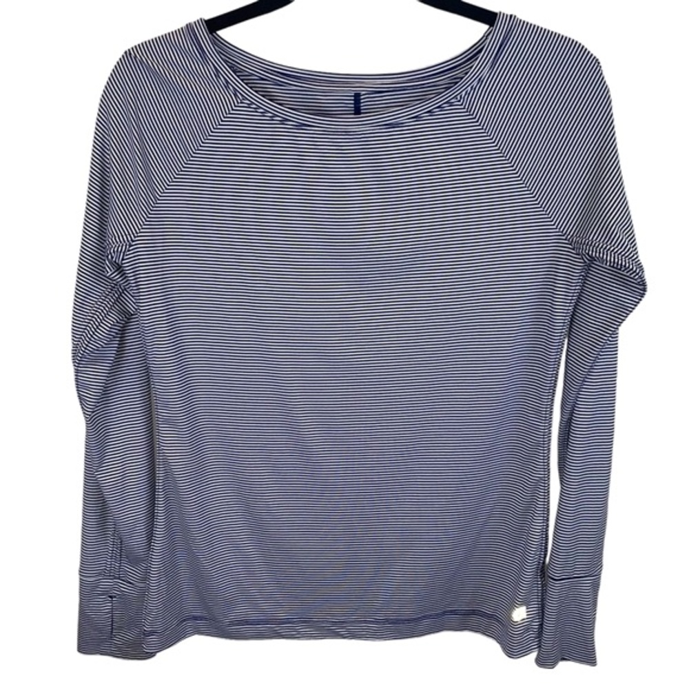 RARE GapFit Breathe Blue White Striped Long Sleeve Performance T-shirt sz S